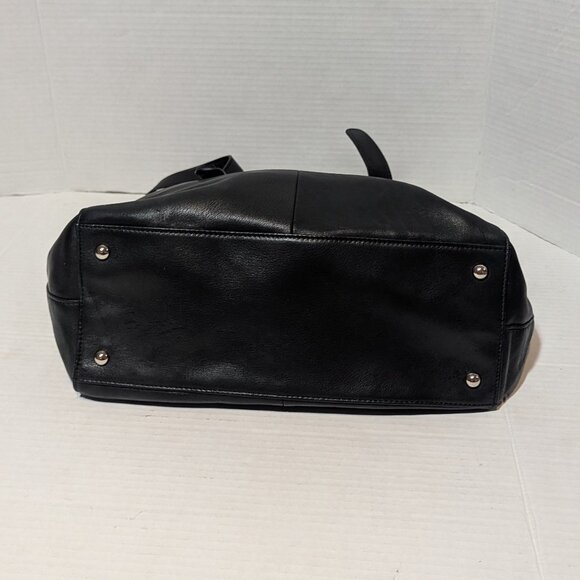 B. Makowsky Black Supple Leather Shoulder Tote Bag Purse - Picture 7 of 15